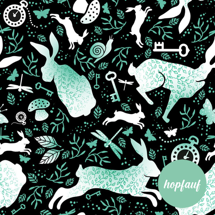 Illustration Hintergrund Hasen grün schwarz