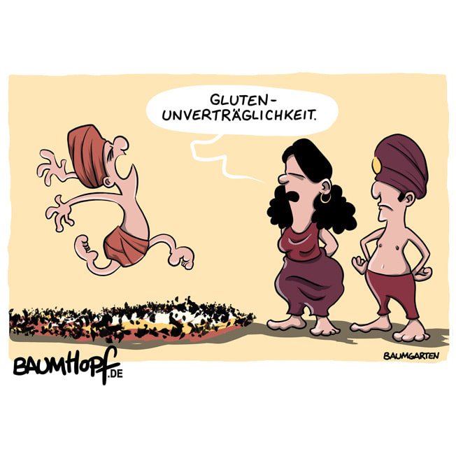 Cartoon glühende Kohlen - Fakir auf Glut -  Glutenunverträglichkeit